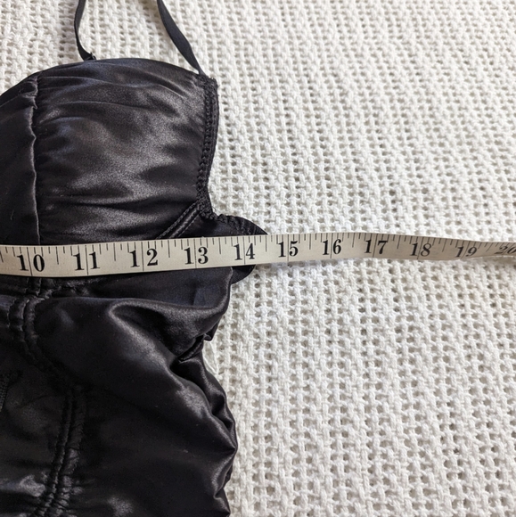 NWT NEW Body Rage Black Satin Lingerie Cropped Corset Bustier Women's Medium - Picture 7 of 8